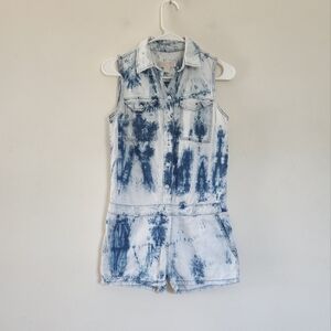 Michael Kors acid wash collared button front sleeveless romper size XS